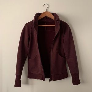 Lululemon Athletica Cuddle Up Jacket Plum Activewear  Full Zip Scuba Women Sz 4